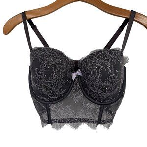 Victoria's Secret Lace Underwire Bustier bra Adjustable Straps gray lavendar 34d